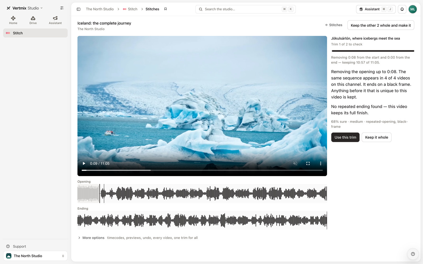 Stitch in Vertmix Studio, with sample data